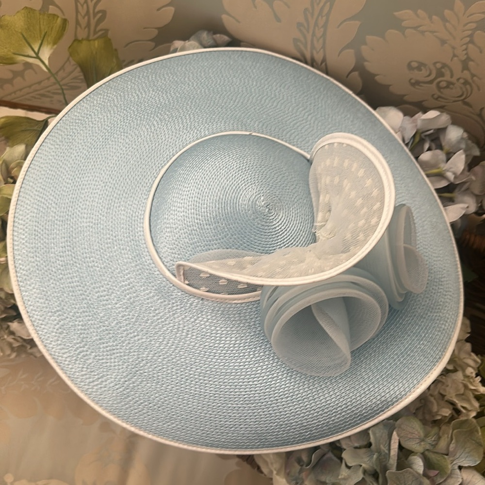 Gorgeous light blue summer church hat, Kentucky derby hat - Picture 12 of 13